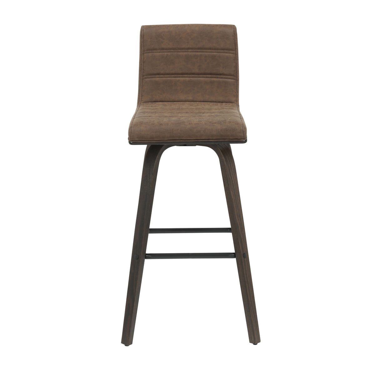 Vienna - 39.5" Swivel Bar Height Square Back Wood Bar Stool With Faux Leather Seat