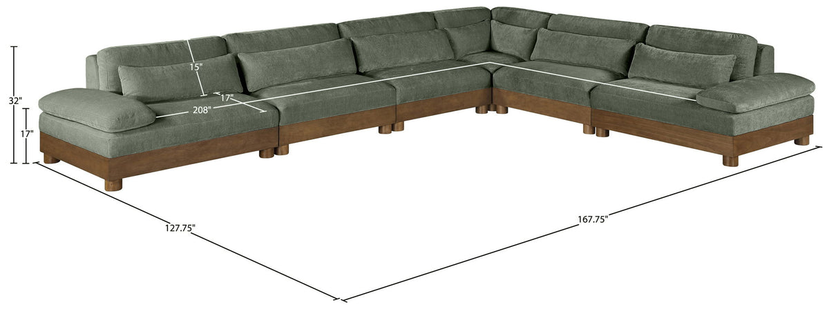 Turin - Chenille Fabric Upholstered Modular Sectional - Green