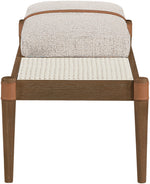 Nara - Linen Textured Fabric Upholstered Bench - Painted Brown Walnut