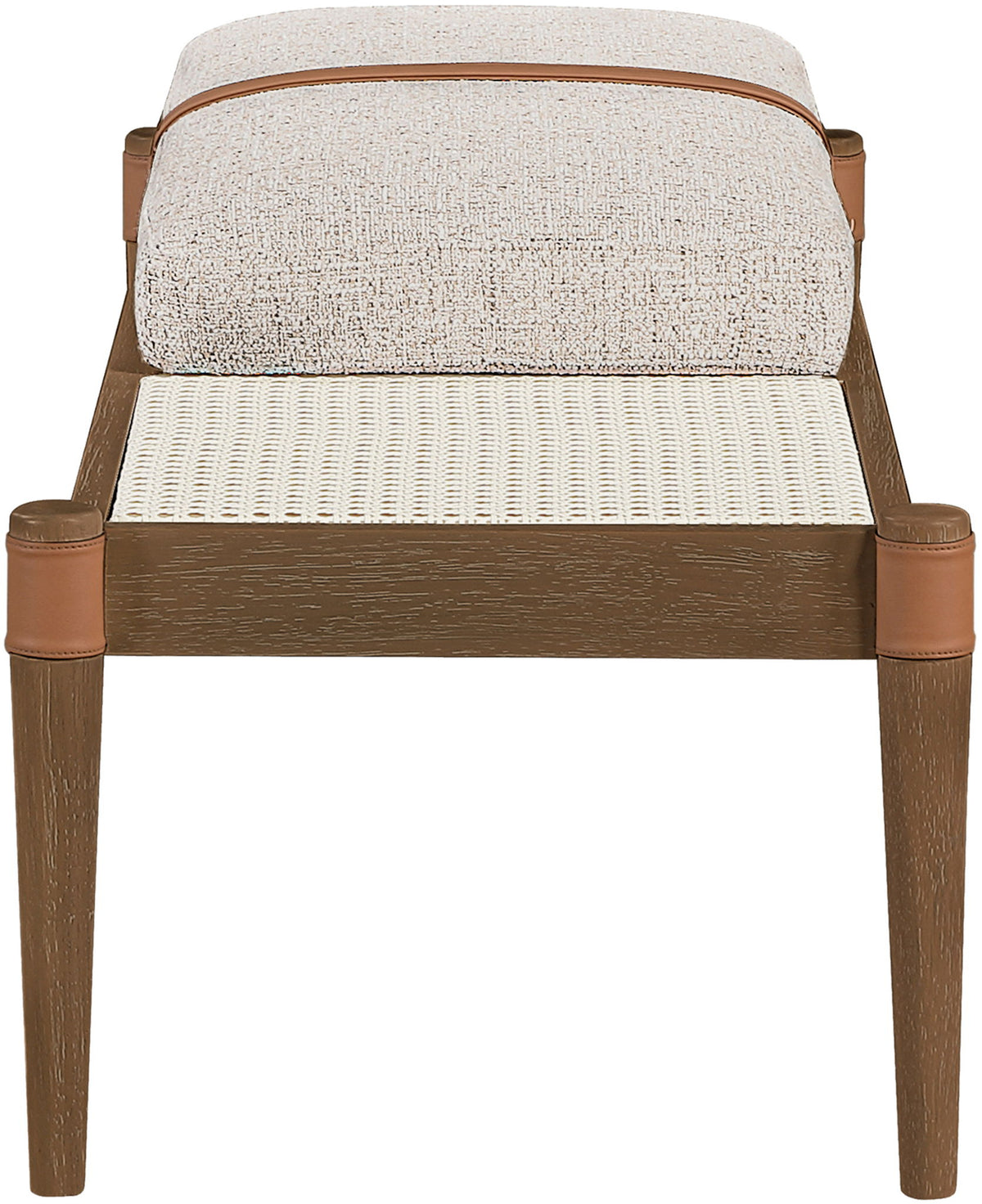 Nara - Linen Textured Fabric Upholstered Bench - Painted Brown Walnut