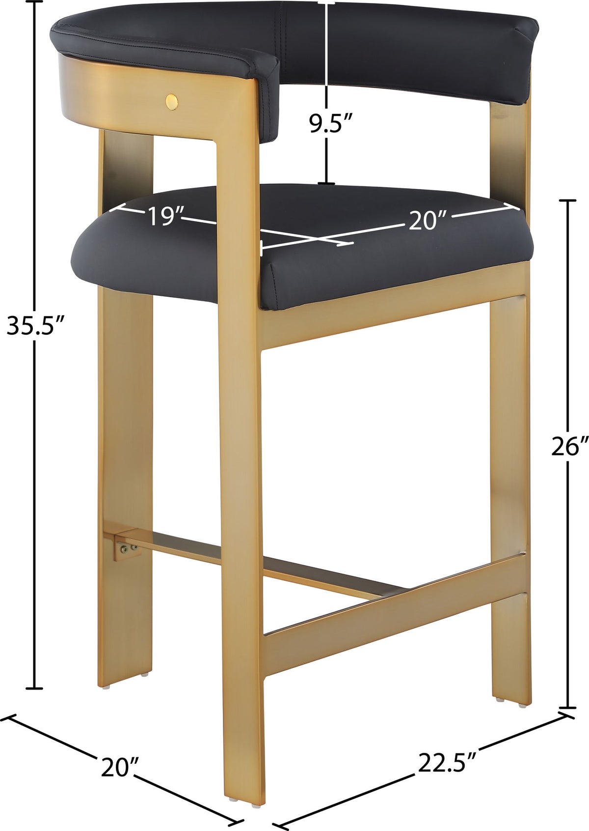 Romeo - Faux Leather Counter Stool With Gold Base (Set of 2)