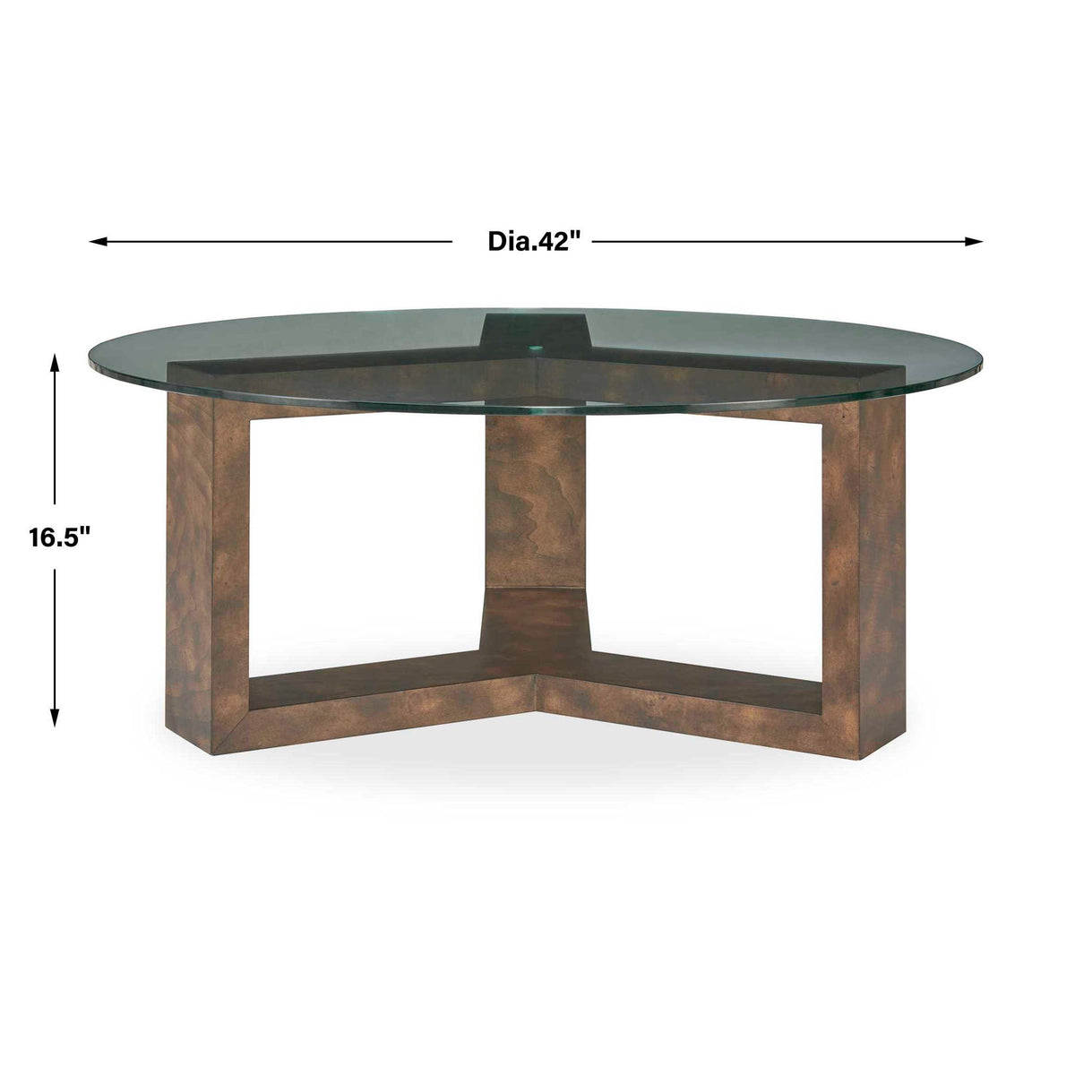Ignis - Round Glass Coffee Table - Brown / Woodtone