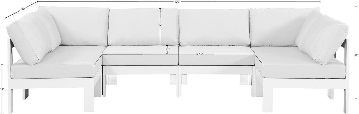Nizuc - Outdoor Patio 6 Piece Modular Sectional With White Frame