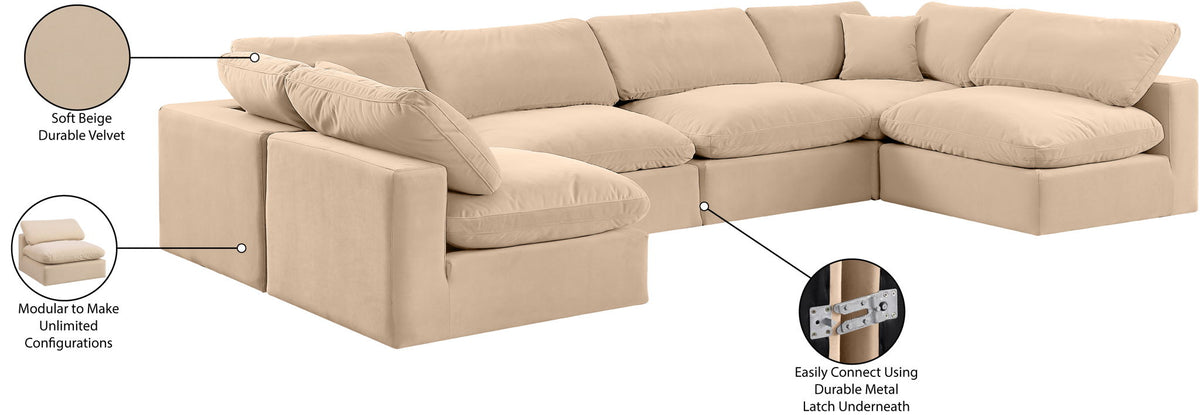 Comfy - 6 Piece Velvet Modular Armless Sectional