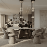 Chiswell - Contemporary White Ceramic + Brushed Brass Dining Table by VIG Furniture - View 4