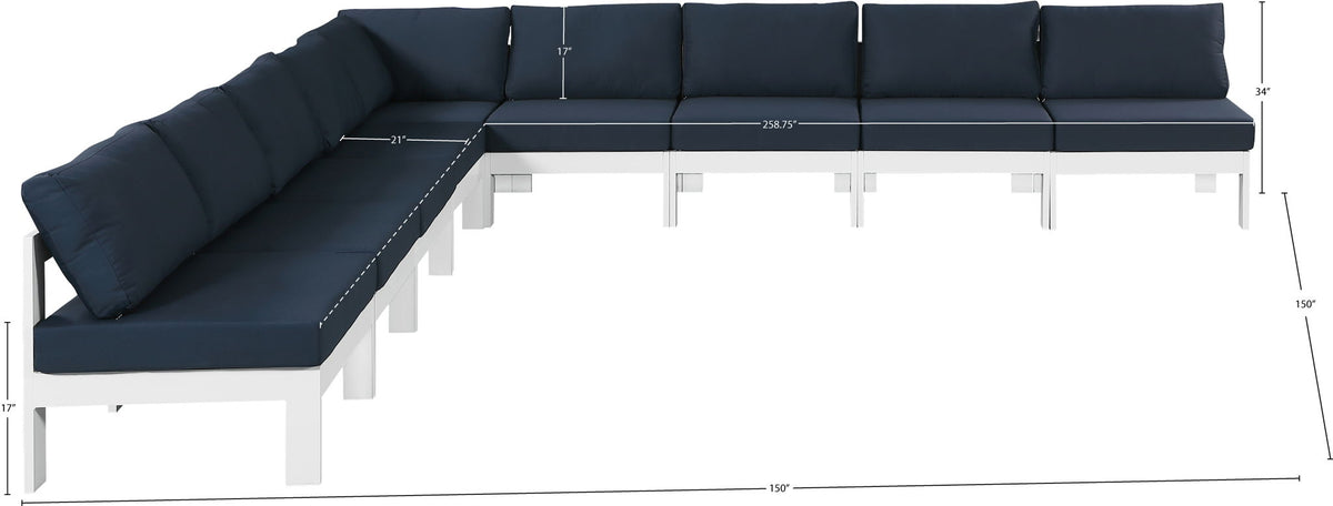Nizuc - Outdoor Patio 9 Piece Modular Sectional With White Frame