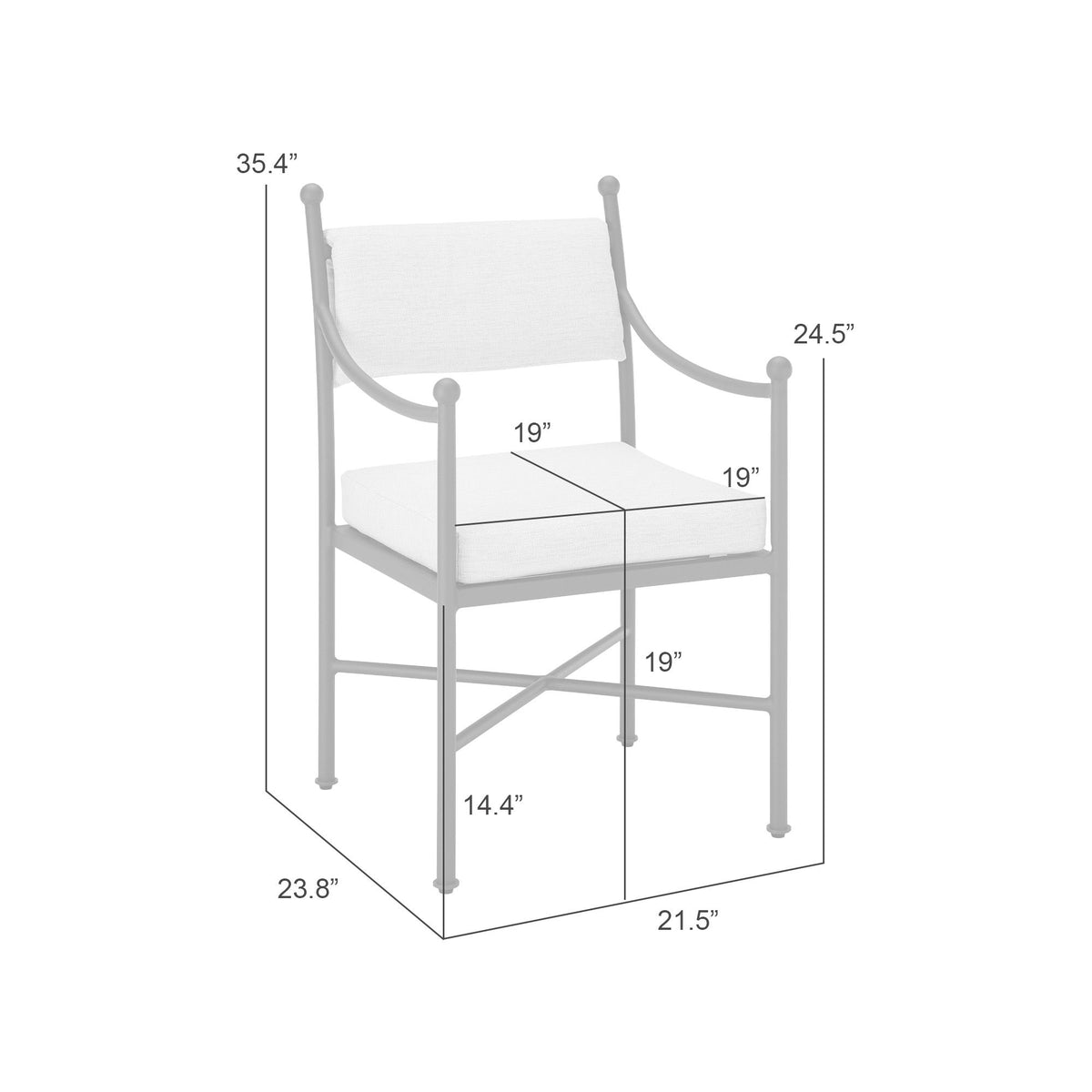 Leni - Outdoor Armchair With Cushions And Powder Coated Aluminum Frame - Moonveil / Warm Gray