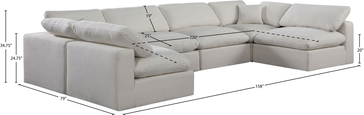 Comfy - 6 Piece Linen Modular Armless Sectional