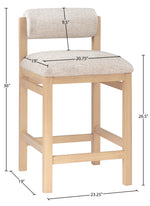 Roundhill - Fabric Counter Stool - Natural Frame