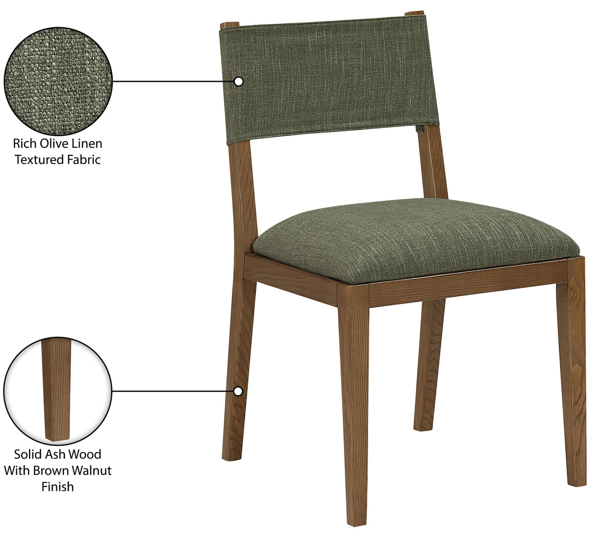 Avon - Linen Textured Performance Fabric Dining Side Chair (Set of 2)