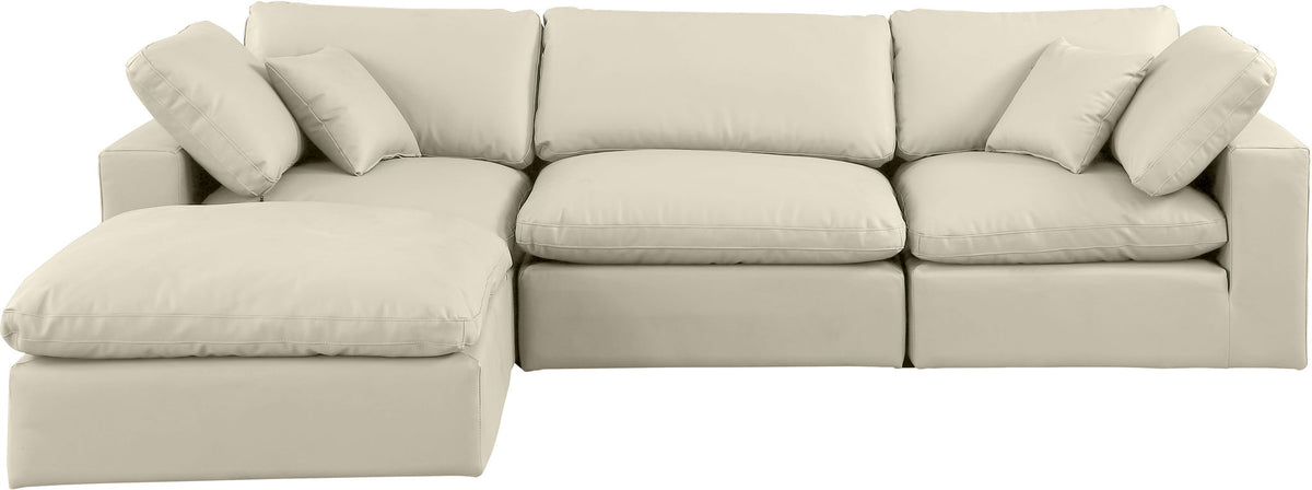 Comfy - 4 Piece Faux Leather Modular Sectional With Chaise