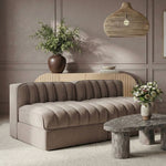 Rummi - Velvet Performance Fabric Upholstered 2 Piece Modular Armless Loveseat