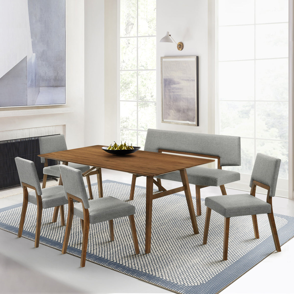 Channell - Walnut Wood Dining Table Set