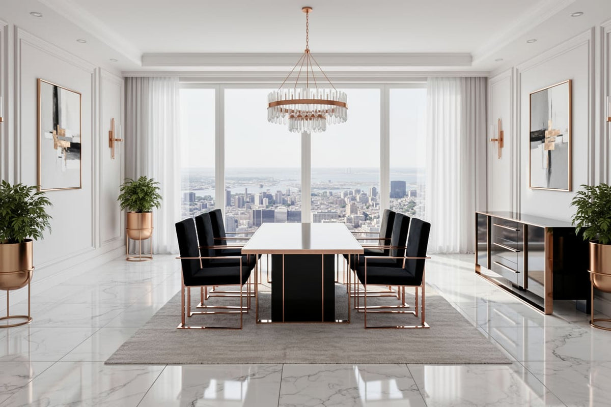 Cartier Modern Black & Rosegold Dining Table by VIG Furniture - View 17