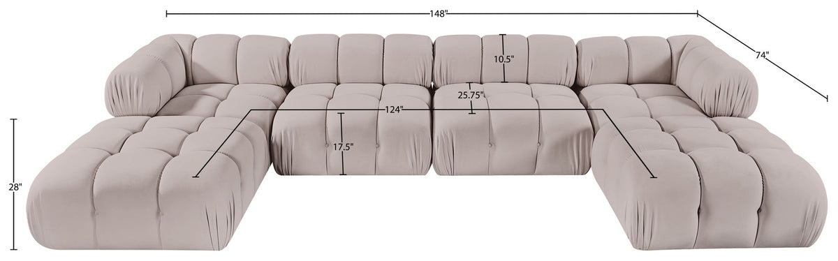 Orin - Velvet 6 Piece Modular Double Chaise Sectional