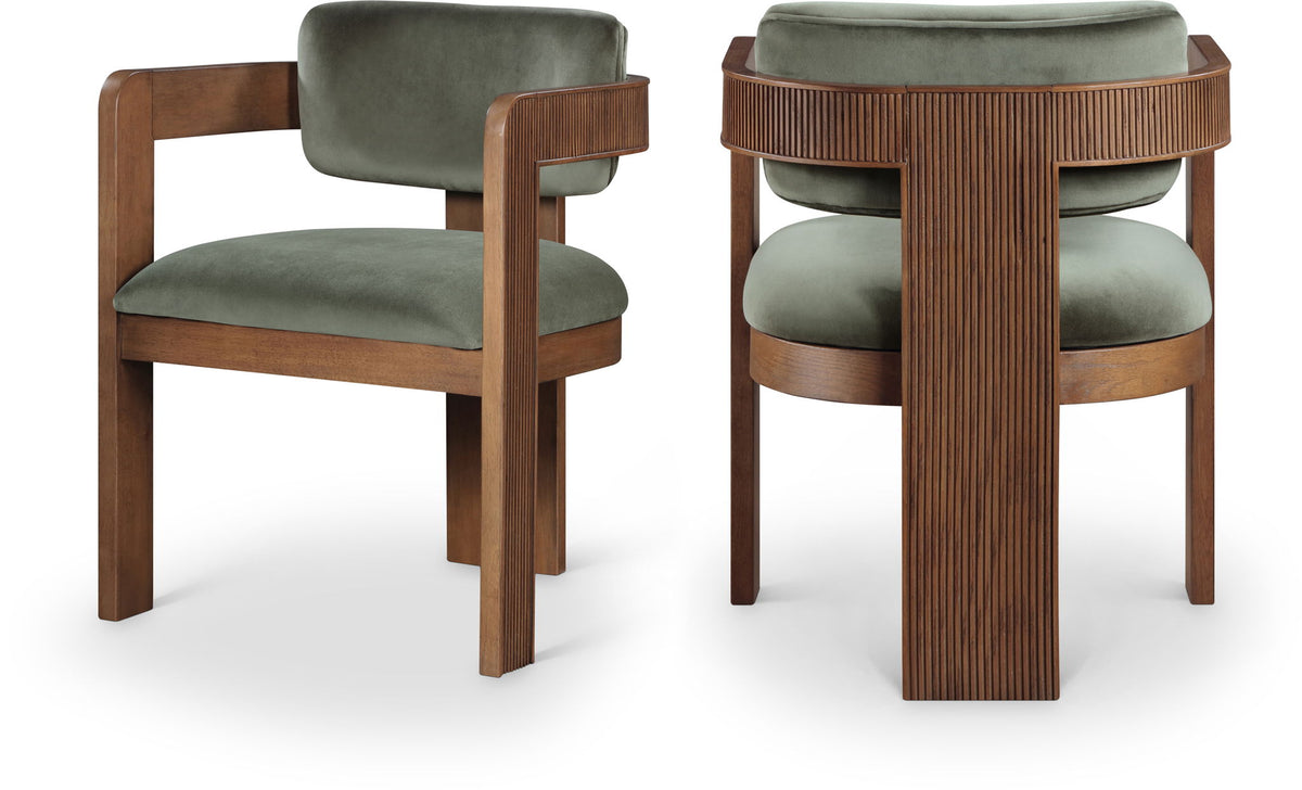 Sacha - Velvet Dining Chair With Brown Base (Set of 2)