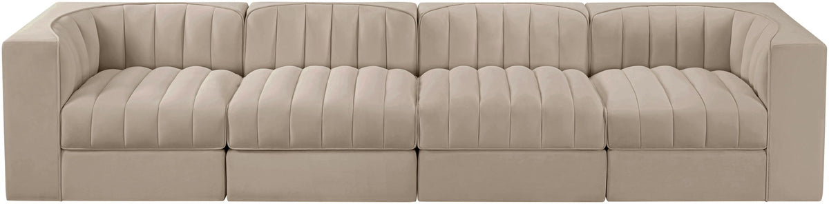 Rummi - Velvet Performance Fabric Upholstered 4 Piece Modular Sofa