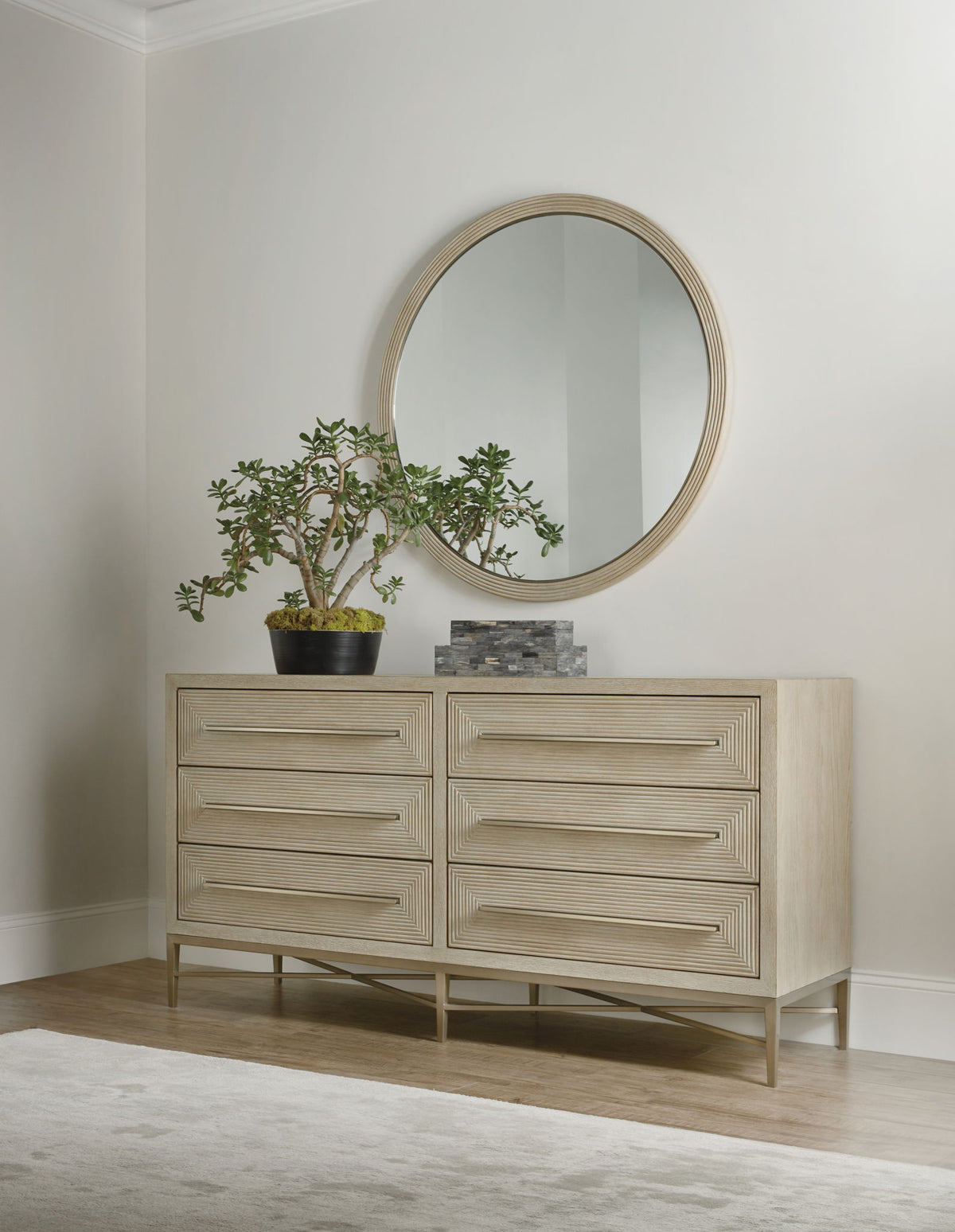 Cascade - Round Mirror - Light Brown