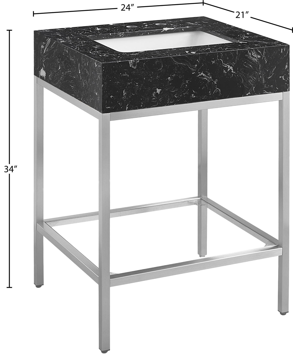 Marmo - Engineered Marble Bathroom Vanity With Chrome Base