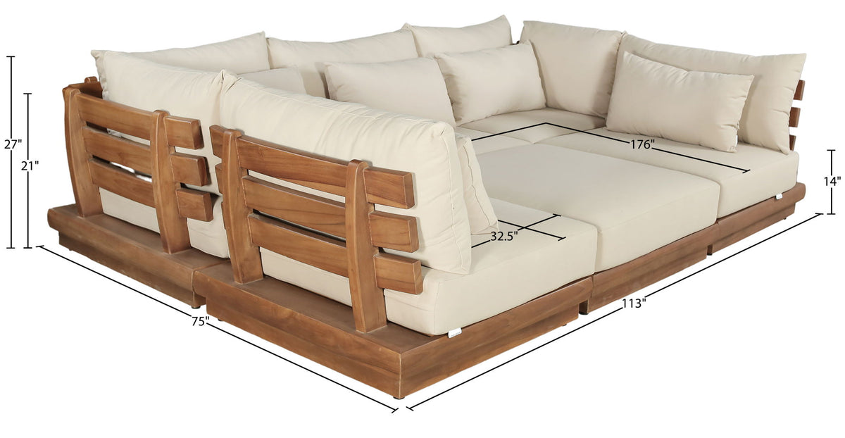 Mirella - 6 Piece Water Resistant Fabric Upholstered Outdoor Patio Modular Sectional