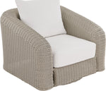 Seacrest - Olefin Water Resistant Fabric And Wicker Outdoor Patio Swivel Chair