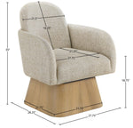 Marlowe - Linen Textured Fabric Upholstered Swivel Accent Chair - Stained Natural