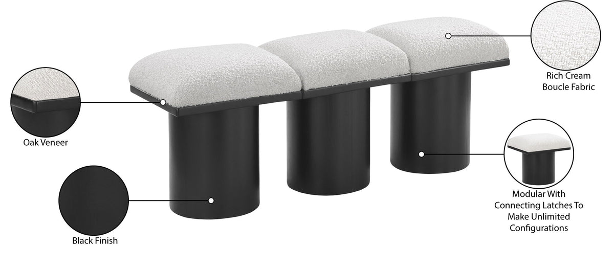 Pavilion - 3 Piece Modular Bench With Black Base