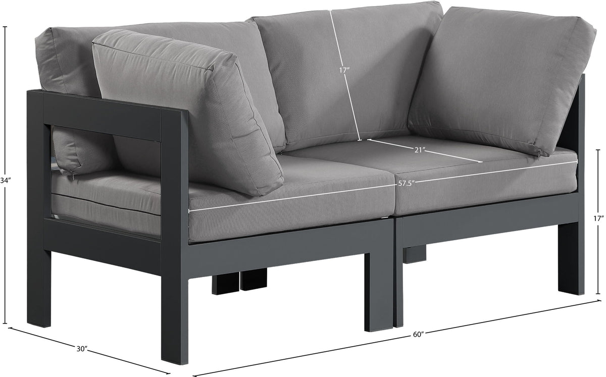 Nizuc - Outdoor Patio 2 Seat Modular Sofa With Gray Frame