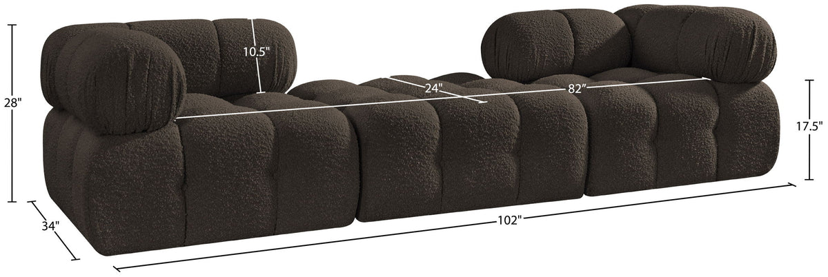 Ames - 3 Piece Boucle Modular Sofa With 1 Backless Seat