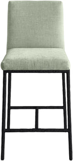 Reeves - Chenille Fabric Upholstered Counter Stool (Set of 2) - Black Base