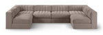 Rummi - Armless Velvet Performance Fabric Upholstered 6 Piece Modular Sectional