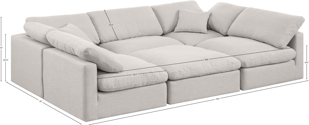 Indulge - Linen 6 Piece Modular Sectional