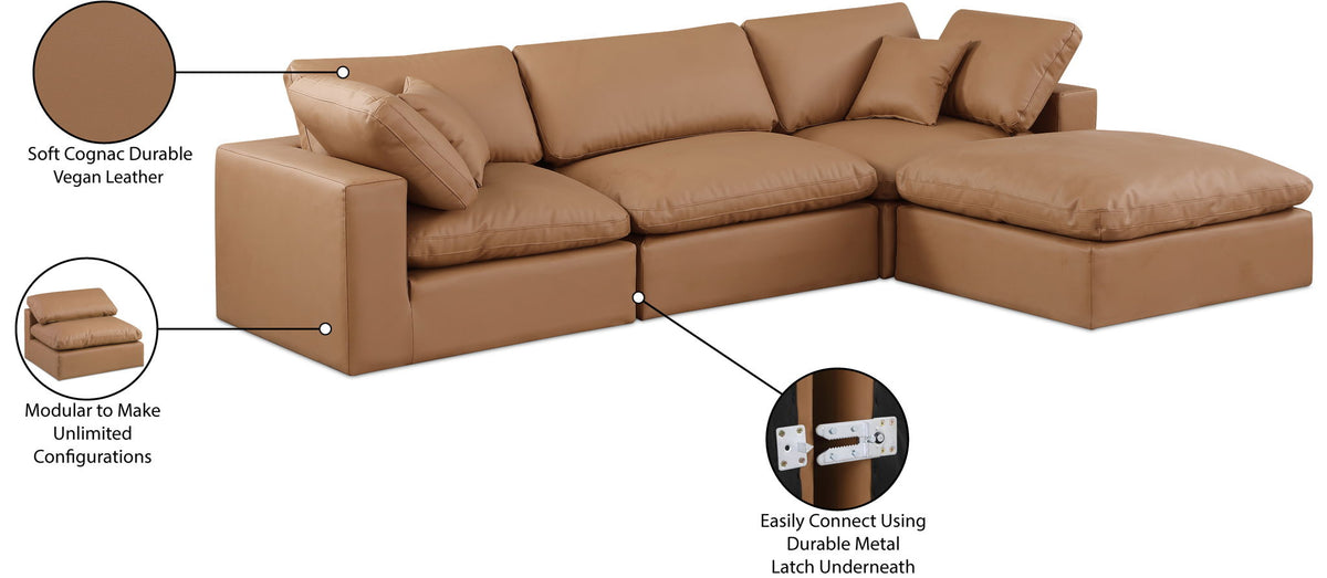 Comfy - 4 Piece Faux Leather Modular Sectional With Chaise