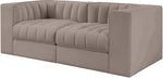 Rummi - Velvet Performance Fabric Upholstered 2 Piece Modular Loveseat