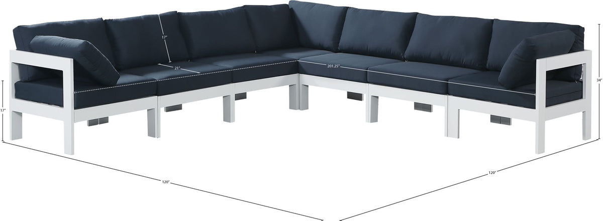 Nizuc - Outdoor Patio 7 Piece Modular Sectional With White Frame