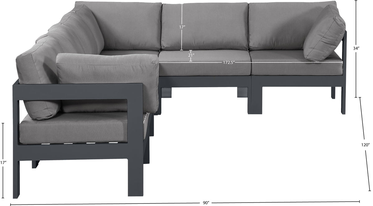 Nizuc - Outdoor Patio 6 Piece Modular Sectional With Gray Frame