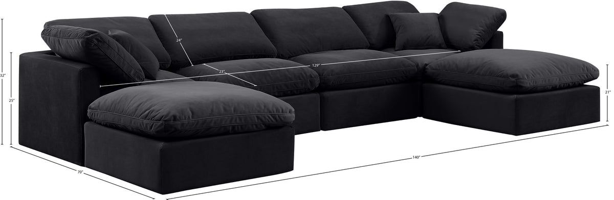 Indulge - Velvet 6 Piece Modular Double Chaise Sectional
