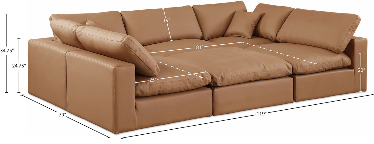 Comfy - 6 Piece Faux Leather Sectional