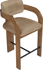 Cedra - Velvet Performance Fabric Upholstered Counter Stool - Brown Frame