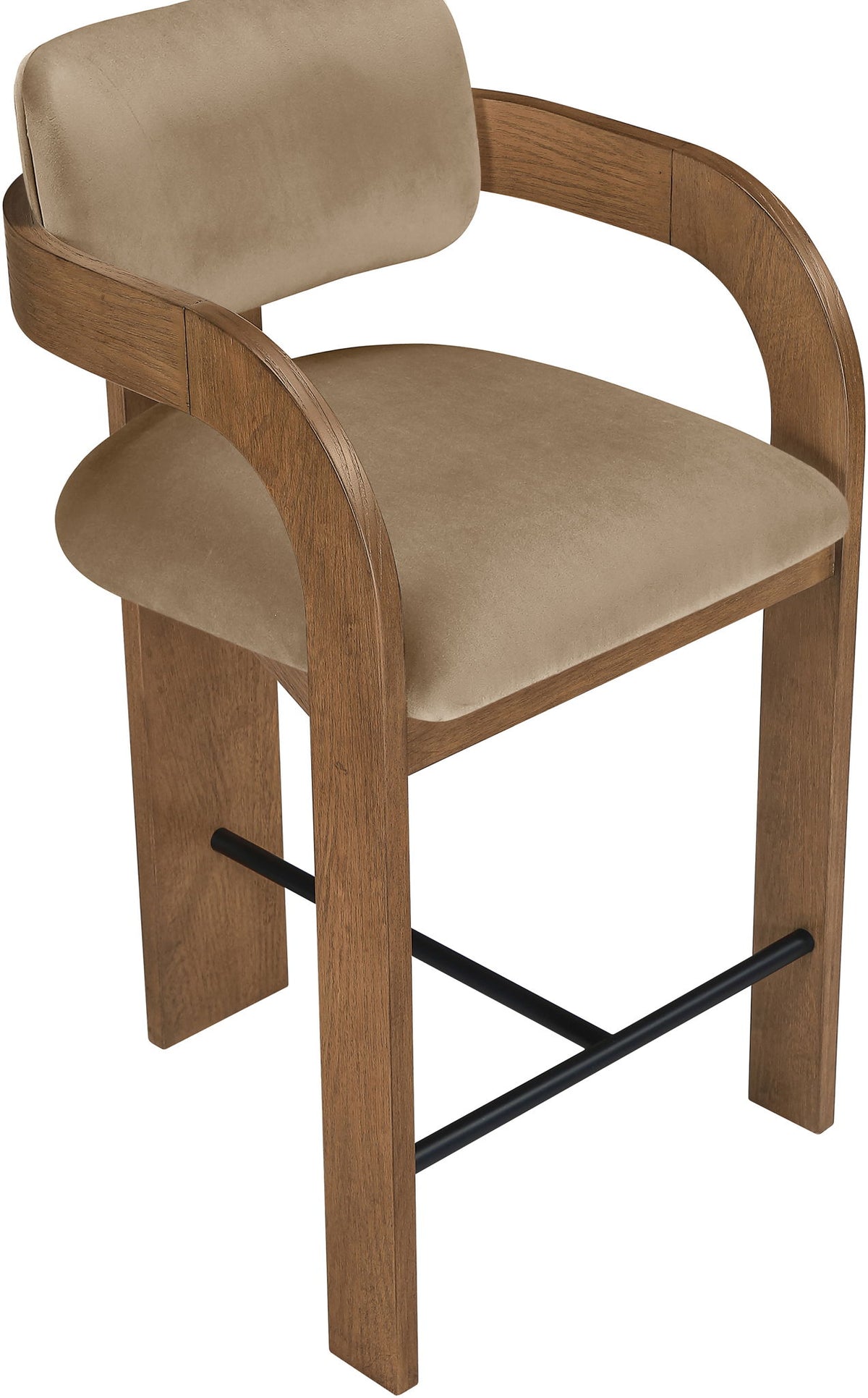 Cedra - Velvet Performance Fabric Upholstered Counter Stool - Brown Frame