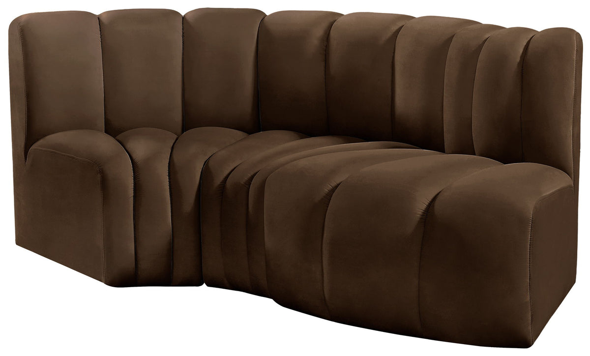 Arc - Velvet 3 Piece Modular L-Shaped Sofa