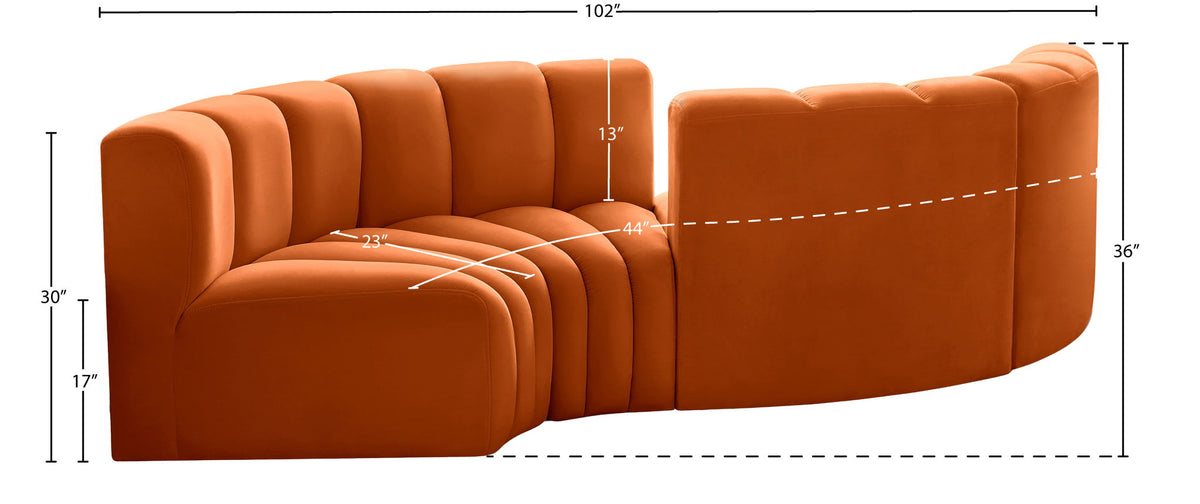 Arc - Velvet 4 Piece Curved Modular Sofa