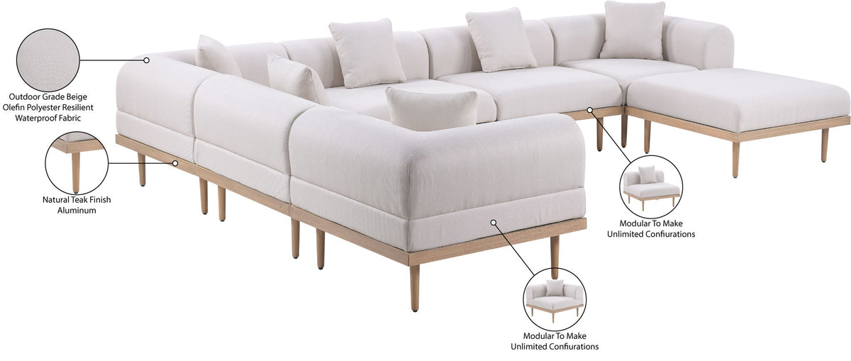 Laguna - 7 Piece Resilient Water Resistant Fabric 142" Upholstered Outdoor Patio Modular Sectional