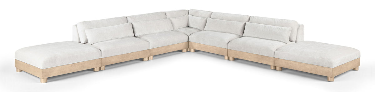 Turin - Chenille Fabric Upholstered Modular Sectional - White