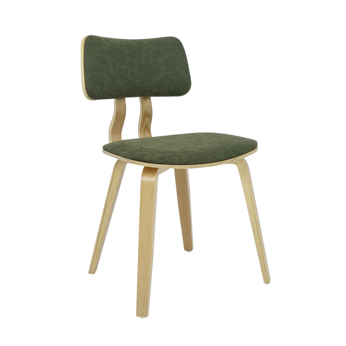 Jaguar - Curved Back Wood Dining Chair With Faux Leather Seat