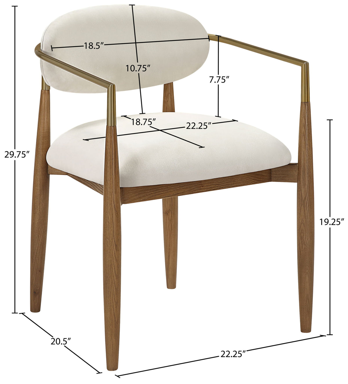 Riccio - Fabric Dining Arm Chair (Set of 2) - Walnut Frame