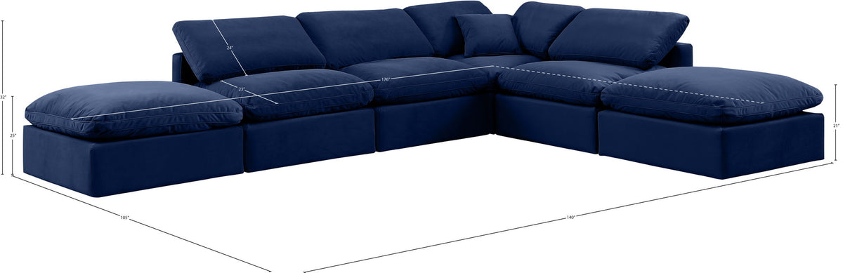 Indulge - Velvet 6 Piece Modular Armless Sectional