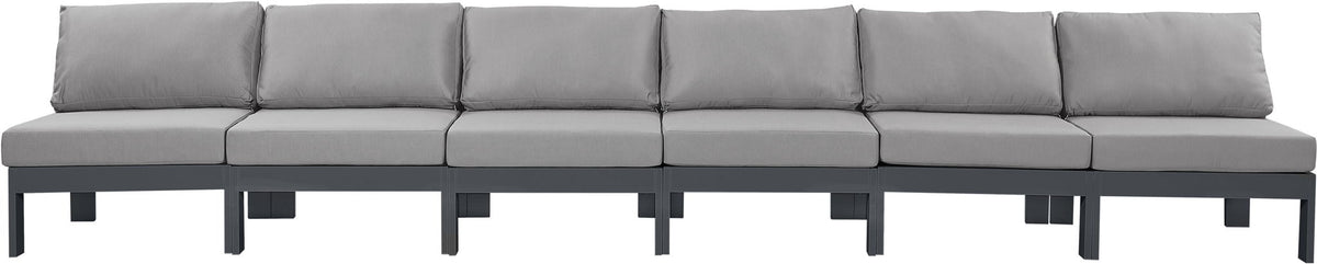 Nizuc - Outdoor Patio 6 Seat Armless Modular Sofa With Gray Frame