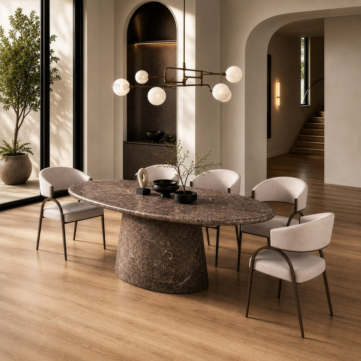 Jaya - Modern Faux Marble Concrete Oval Dining Table by VIG Furniture - View 12