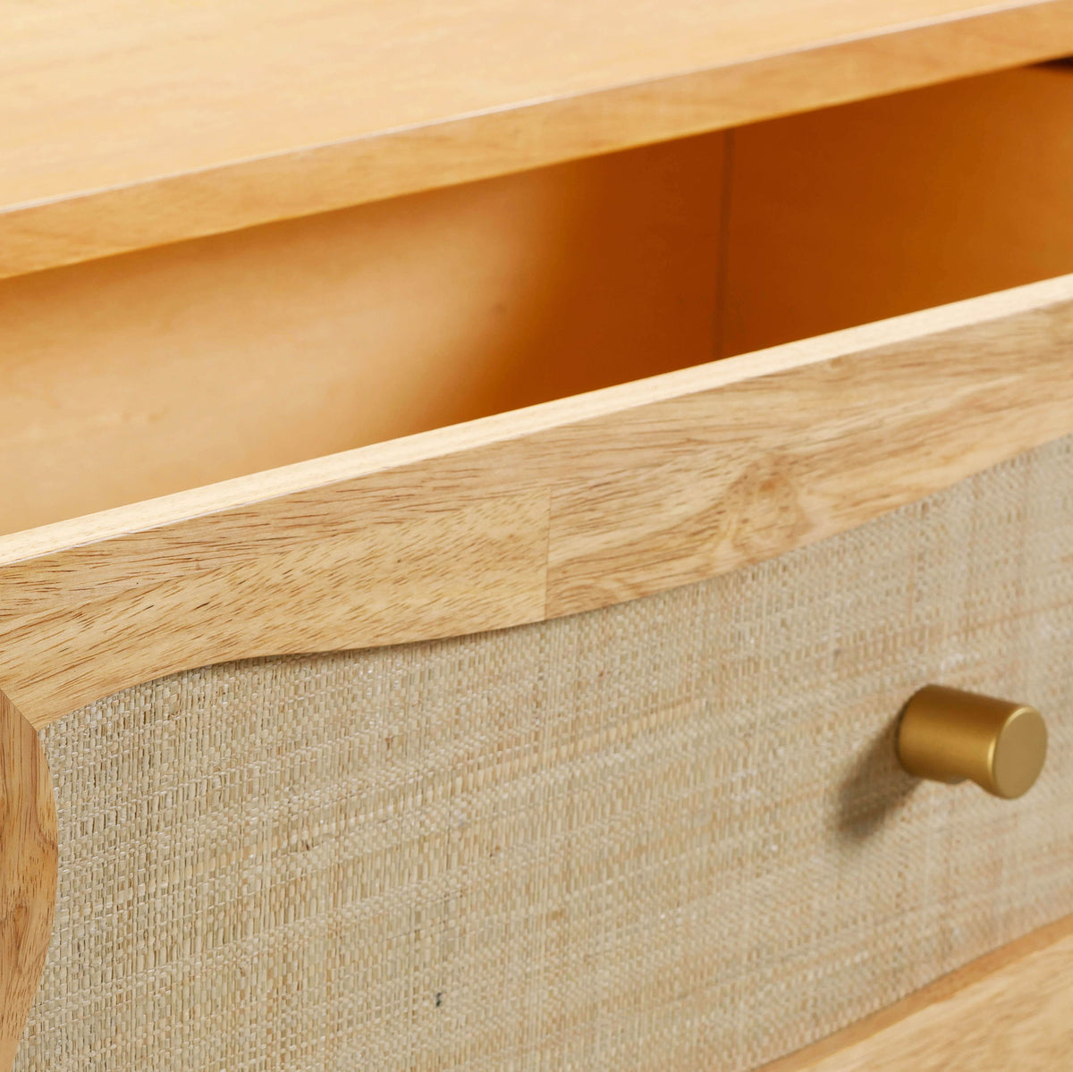 Grappa - Wood & Rattan Wavy Dresser - Natural